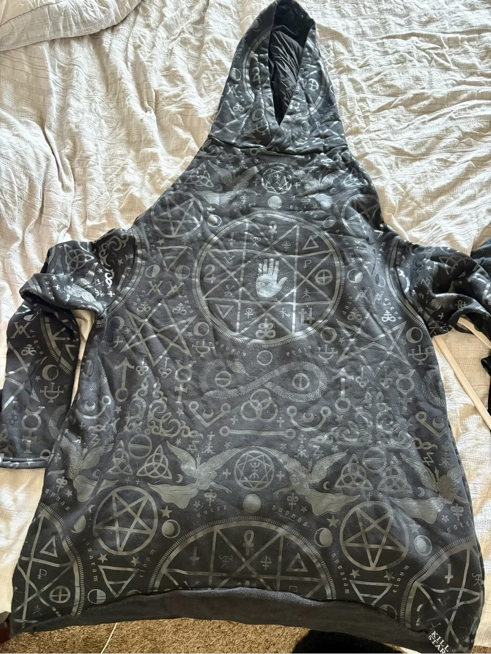 Killstar Black Matte & Gloss Occult Hooded Tunic - Picture 5 of 9